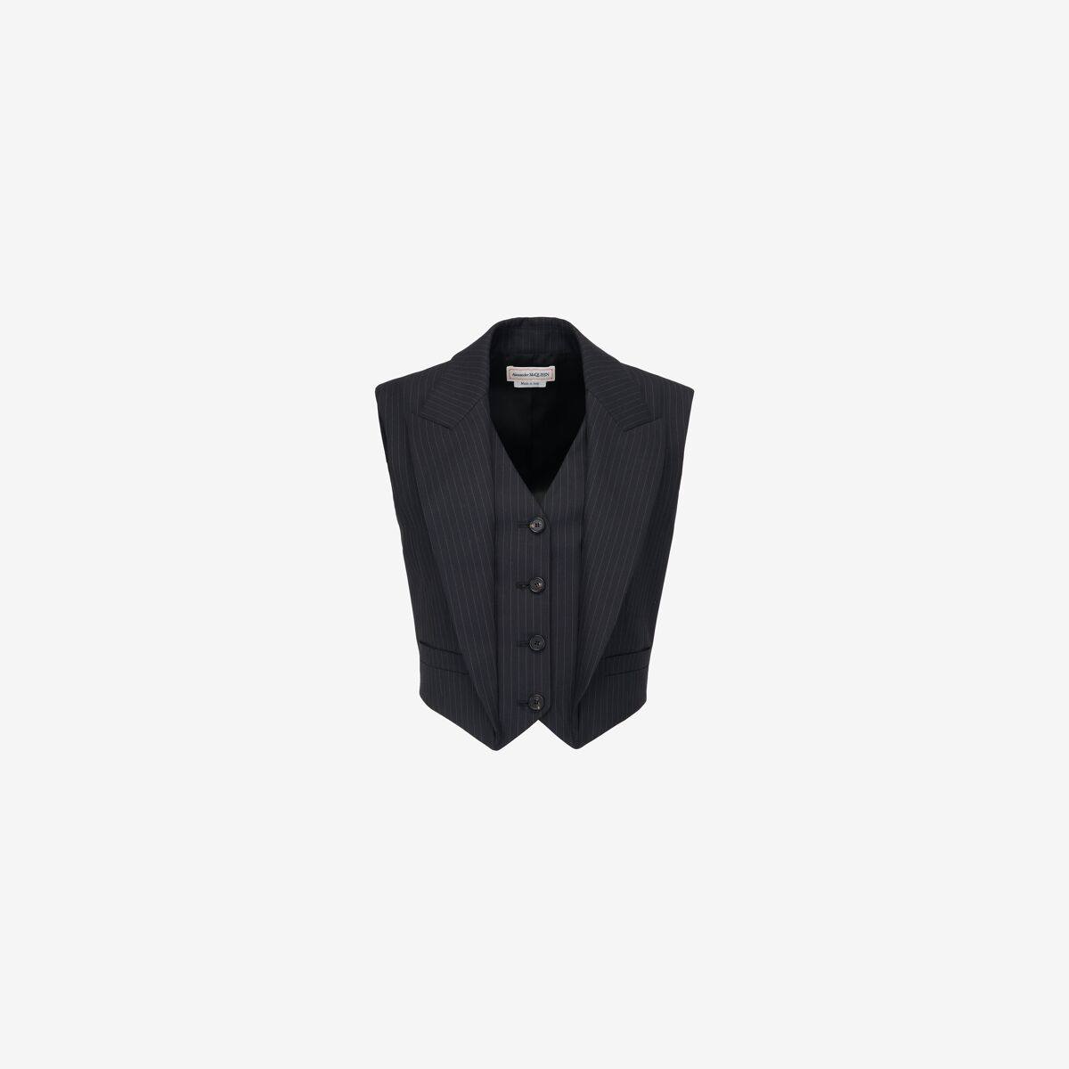 Alexander McQueen Women's Blue Pinstripe Waistcoat - 12 (Wool)